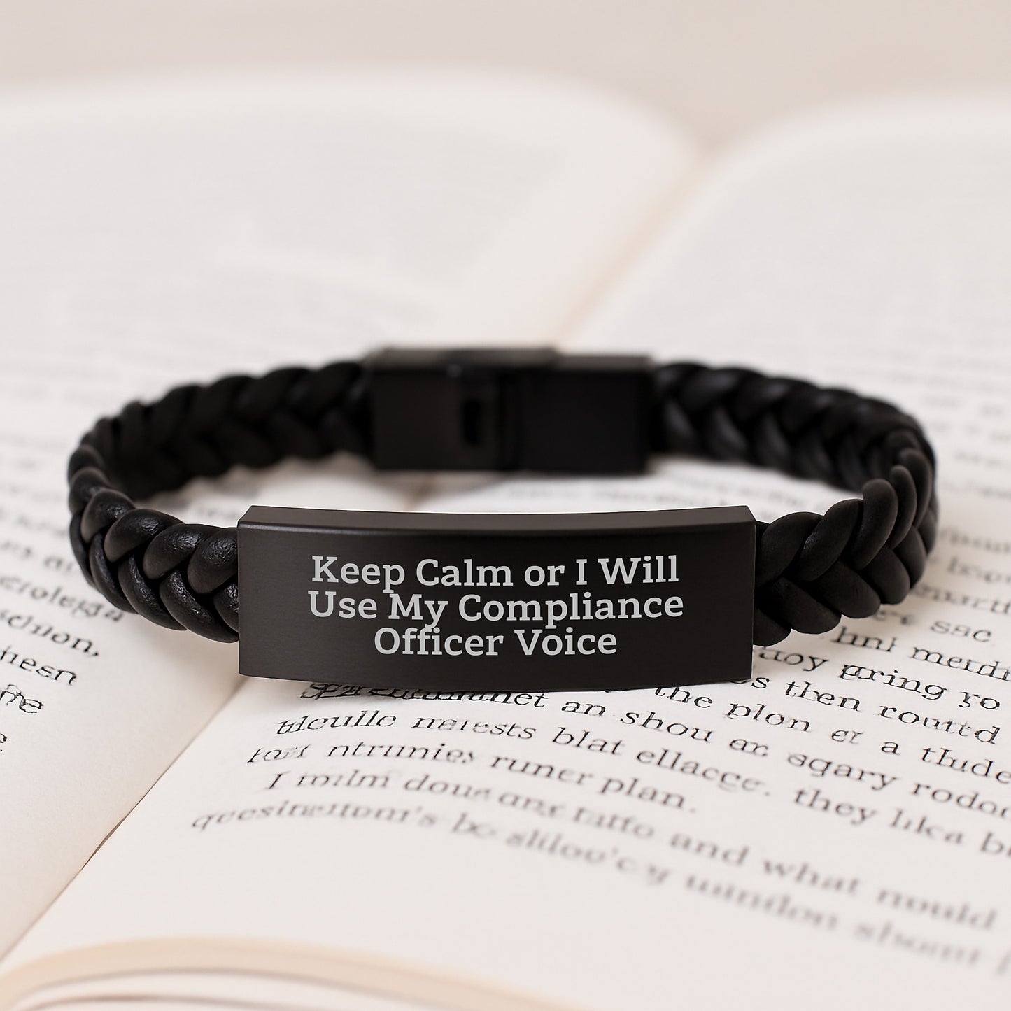Unique Compliance Officer Birthday Unique Gift Ideas for Men and Women Friends Family - Funny Interlaced Leather Bracelet with Engraved Stainless Steel - Image 3