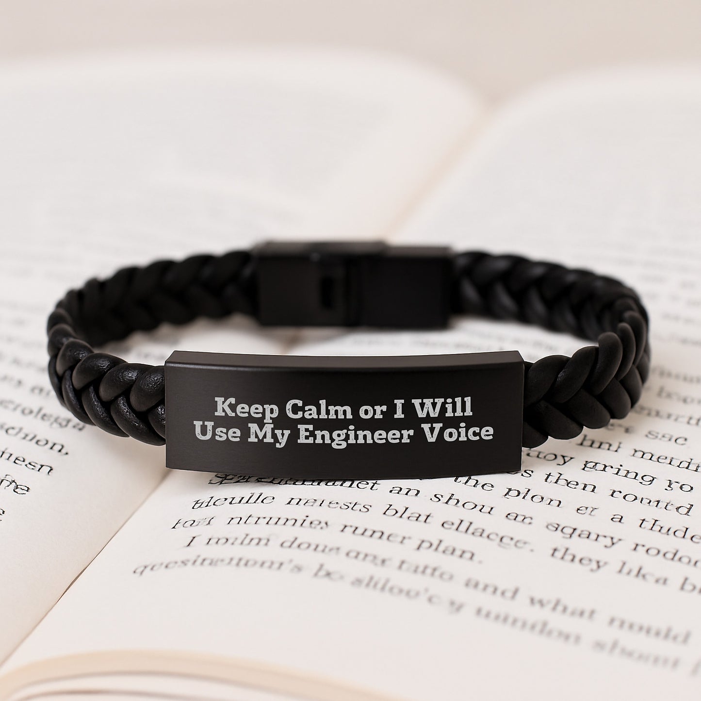 Birthday Gift Interlaced Leather Bracelet for Her Present Engineer Quote - Image 3
