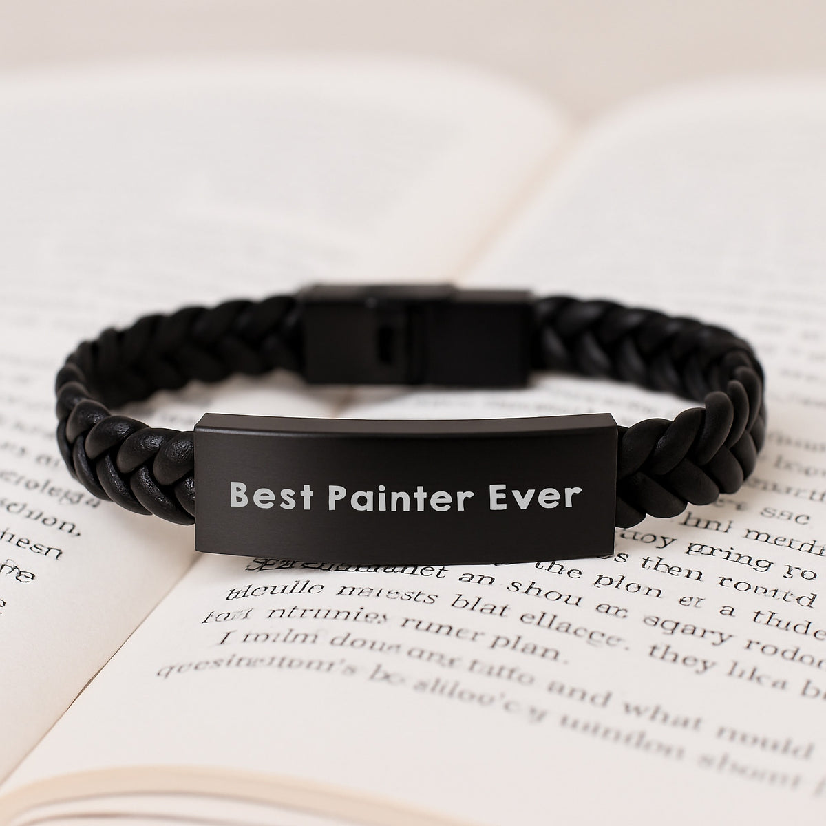 Funny Painter Gifts, Birthday Unique Presents for Painter Friends from Men, Interlaced Leather Bracelet with Engraved Stainless Steel - Image 3
