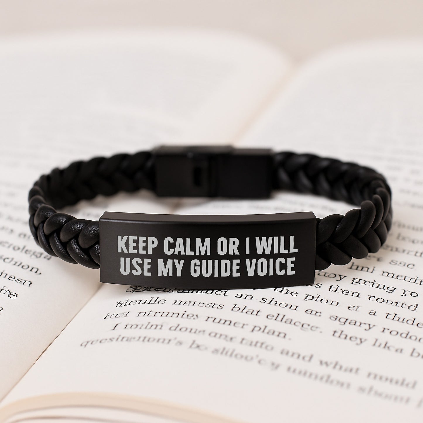 Funny Guide Gifts from Men to Guide on Father's Day Unique Interlaced Leather Bracelet with Stainless Steel Engraving - Image 3