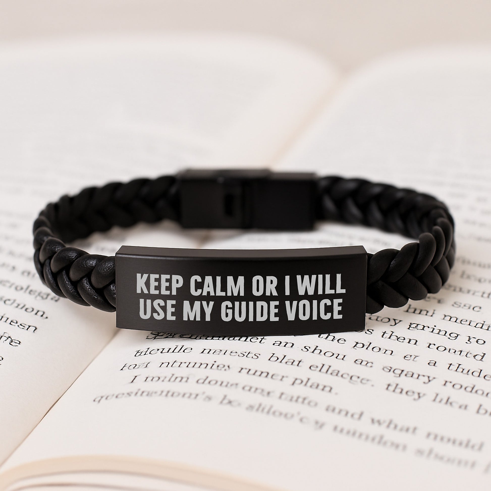 Funny Guide Gifts from Men to Guide on Father's Day Unique Interlaced Leather Bracelet with Stainless Steel Engraving - Image 3