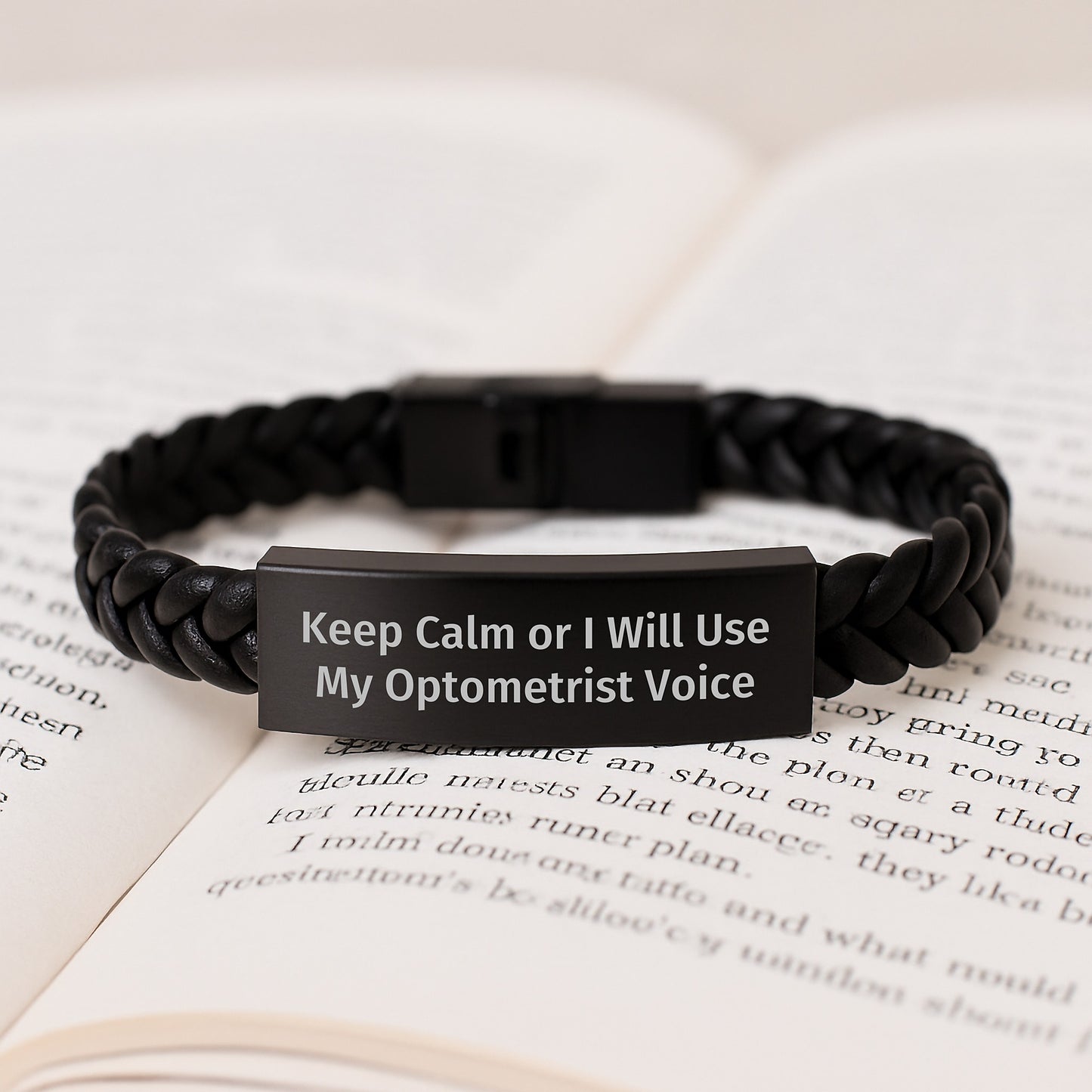 Optometrist Keepsake Interlaced Leather Bracelet for Him Birthday Gift - Image 3