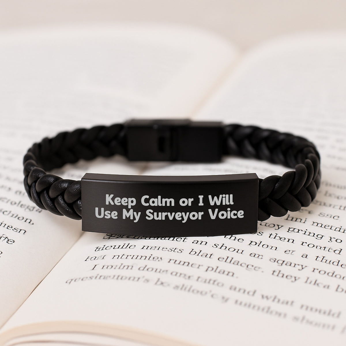 Keep Calm Or I Will Use My Surveyor Voice Funny Interlaced Leather Bracelet Gifts from Family for Surveyor Valentine's Unique - Image 3