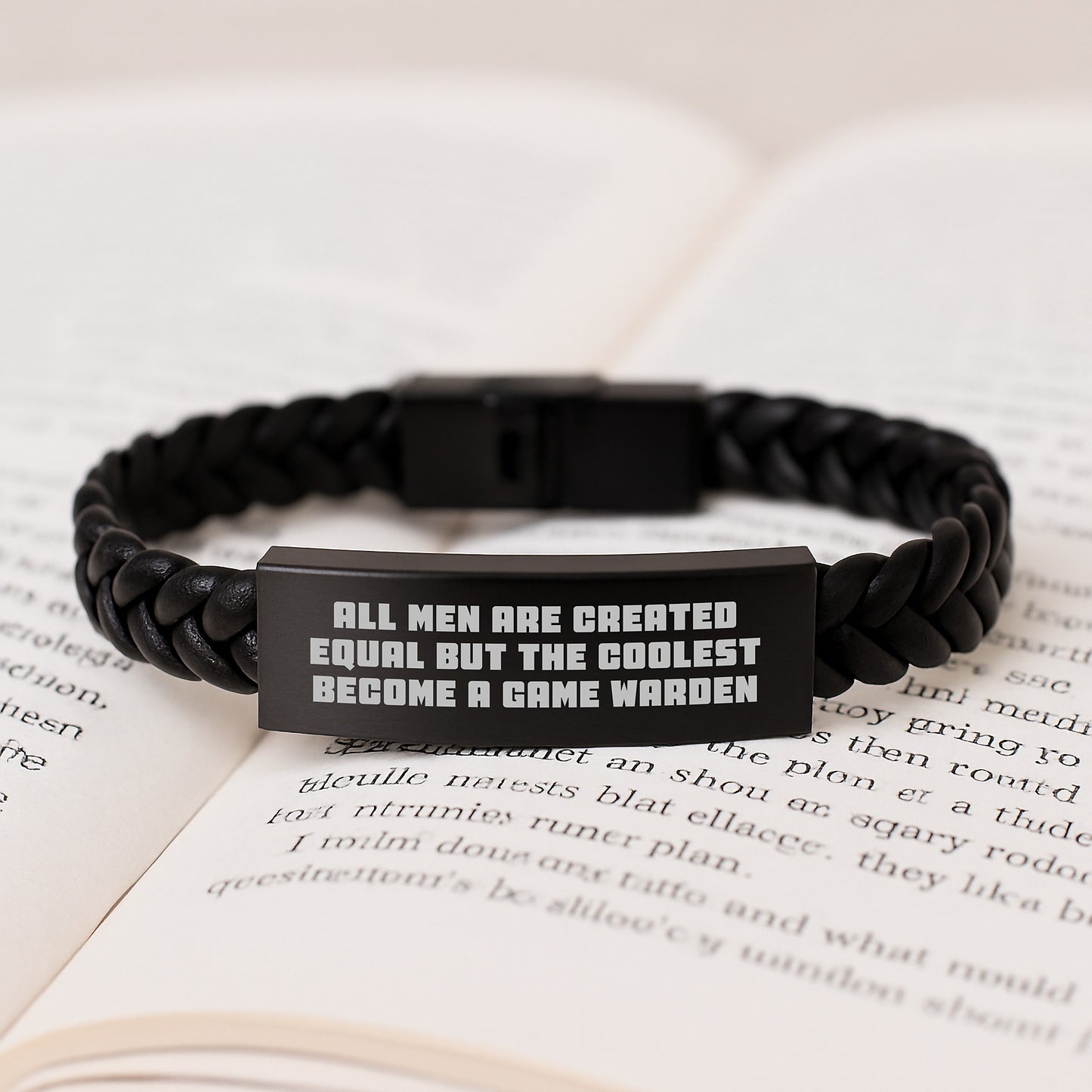 Funny Game Warden Gifts, Interlaced Leather Bracelet for Men - All Men Are Created Equal But The Coolest Become A Game Warden - Mother's Day Unique Gifts from Husband to Wife - Image 3