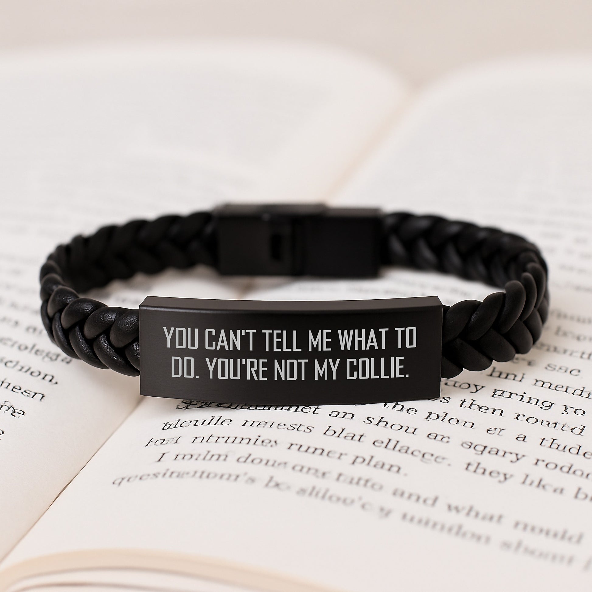 Funny Collie Dog Gifts for Men from Friends - Birthday Unique Leather Bracelet with Stainless Steel - Image 3