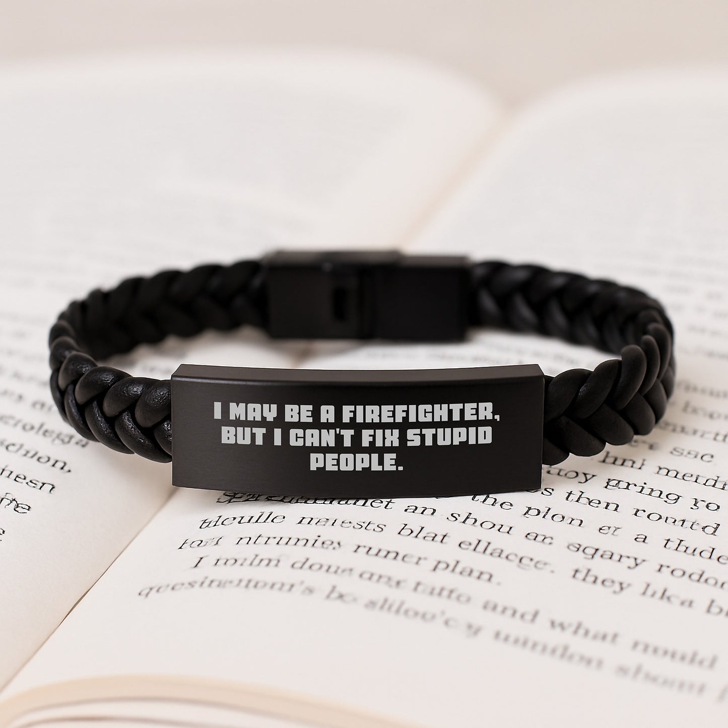 Firefighter Keepsake Interlaced Leather Bracelet for Him Birthday Gift - Image 3