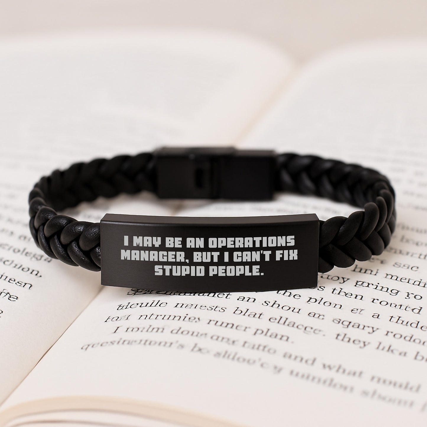 Funny Operations Manager Gifts from Friends for Guys with Interlaced Leather Bracelet - I May Be An Operations Manager, But I Cant Fix Stupid People - Image 3
