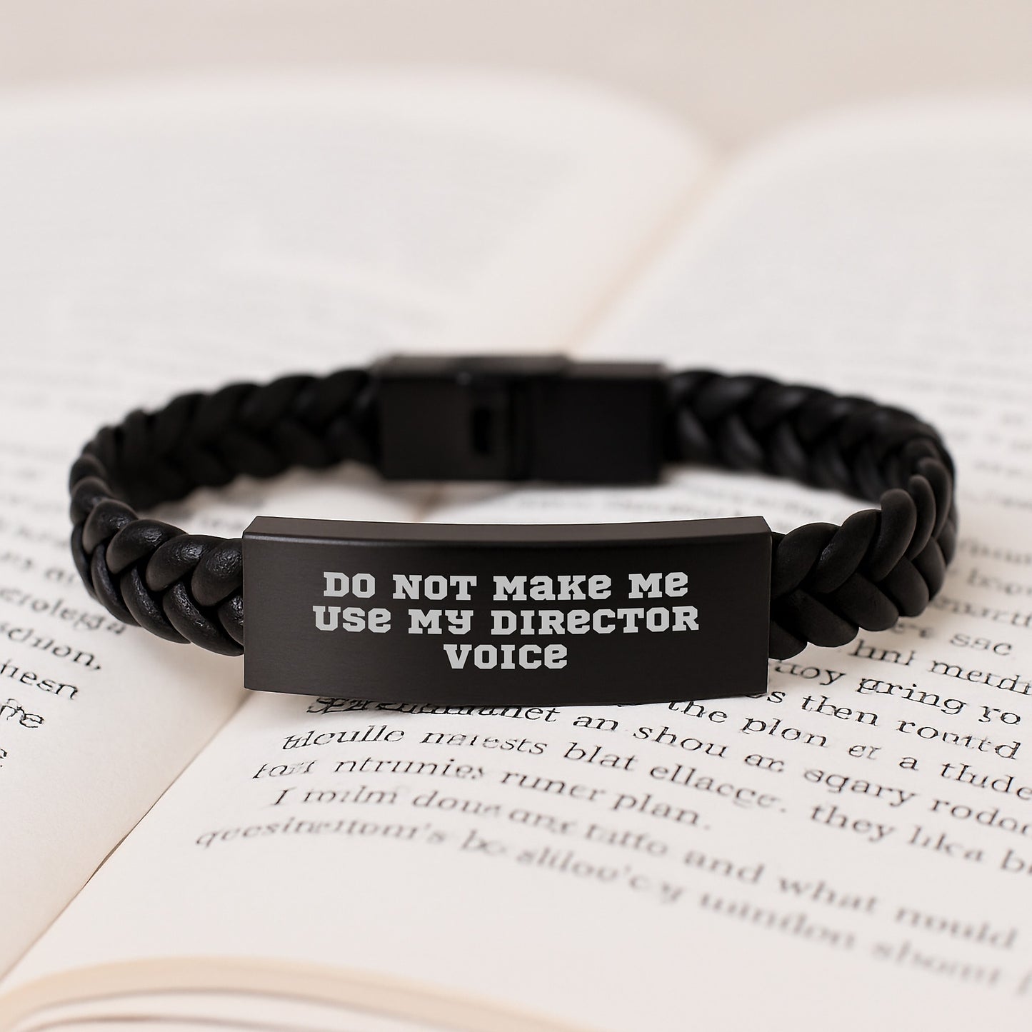 Funny Director Gift Unique Graduation Unique Gifts from Men, Women to Friends, Coworkers, Family - Interlaced Leather Bracelet Do Not Make Me Use My Director Voice - Image 3