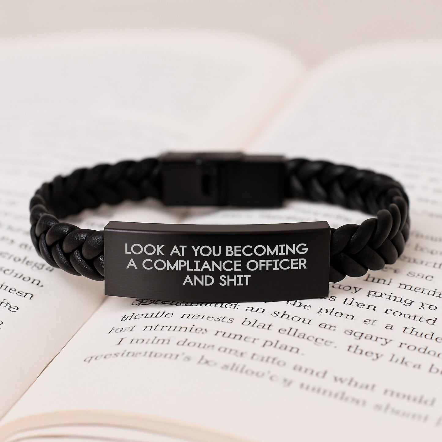 Funny Compliance Officer Gifts for Him Graduation Unique Interlaced Leather Bracelet from Friends - Image 3