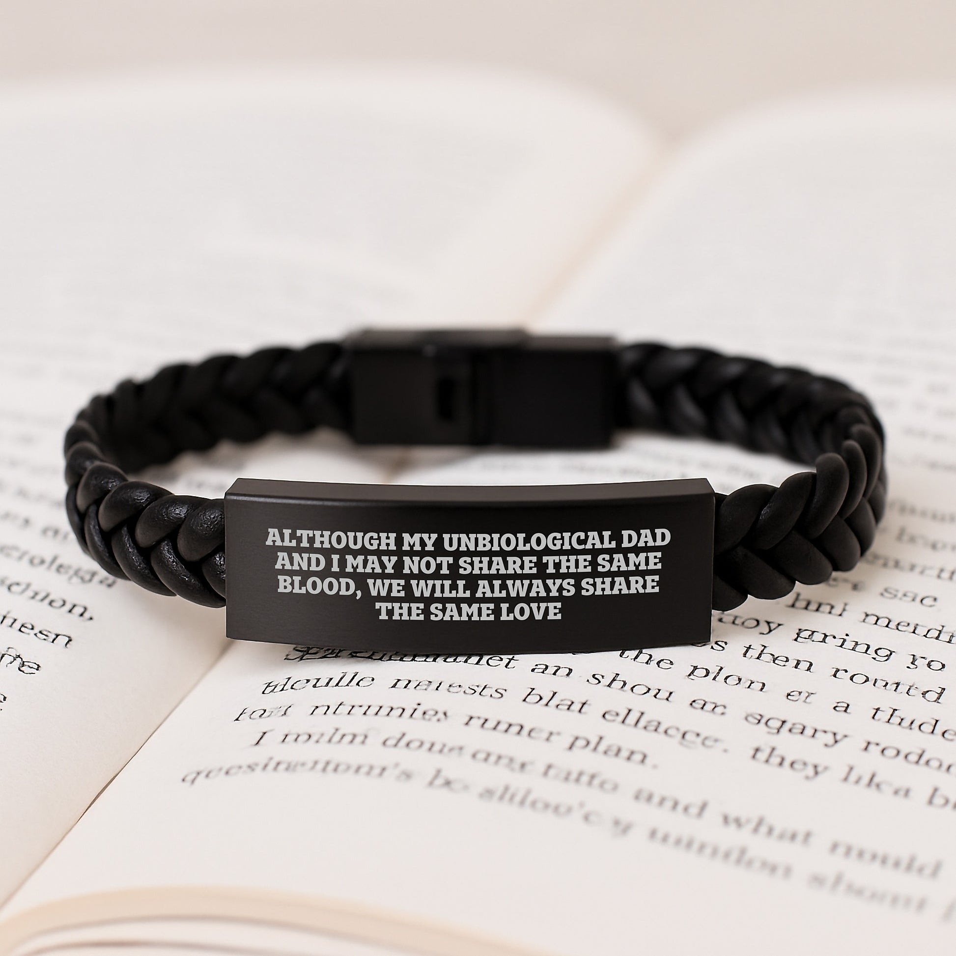 Unbiological Dad Keepsake Interlaced Leather Bracelet Birthday Gift - Image 3