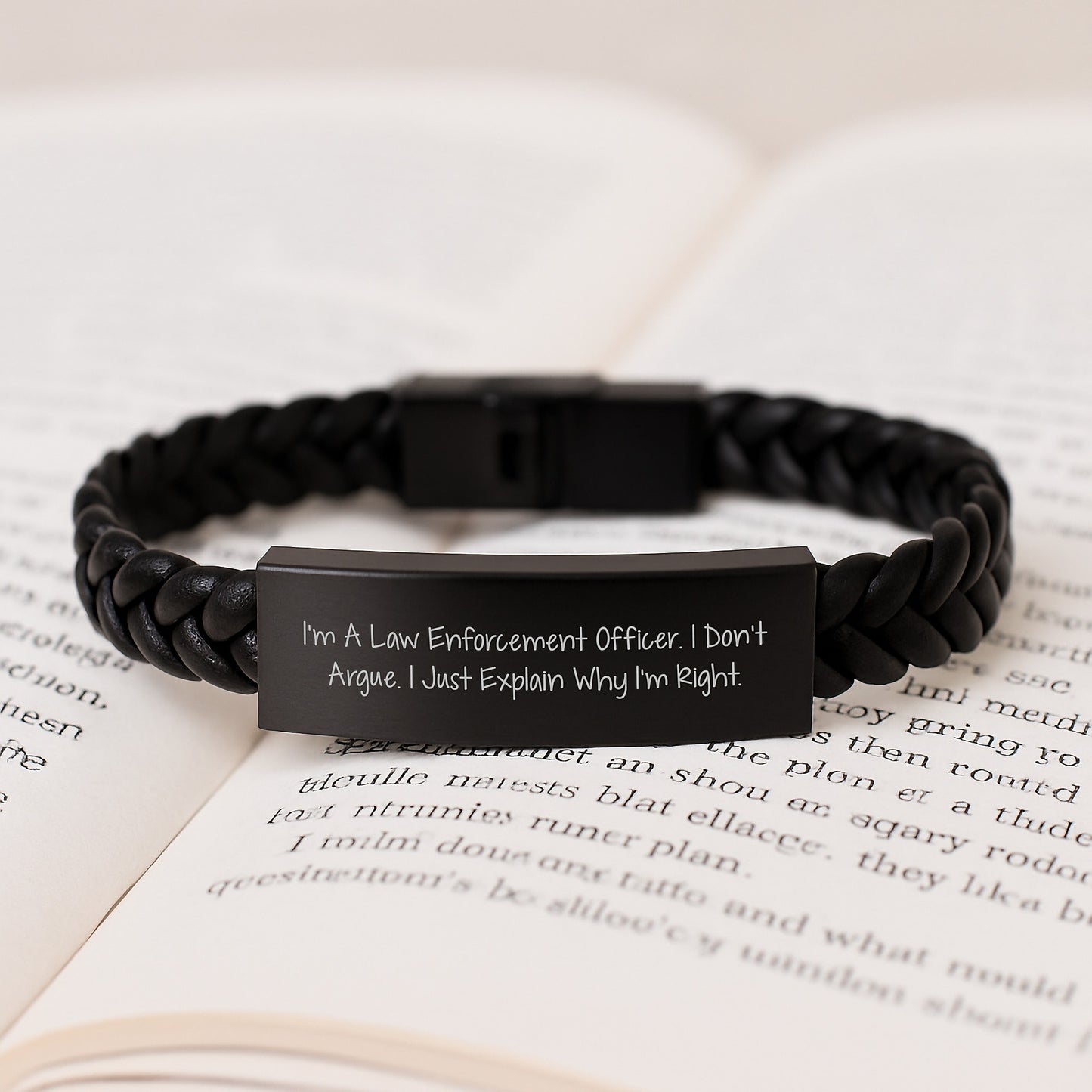 Law Enforcement Interlaced Leather Bracelet for Him Birthday Gift - Image 3