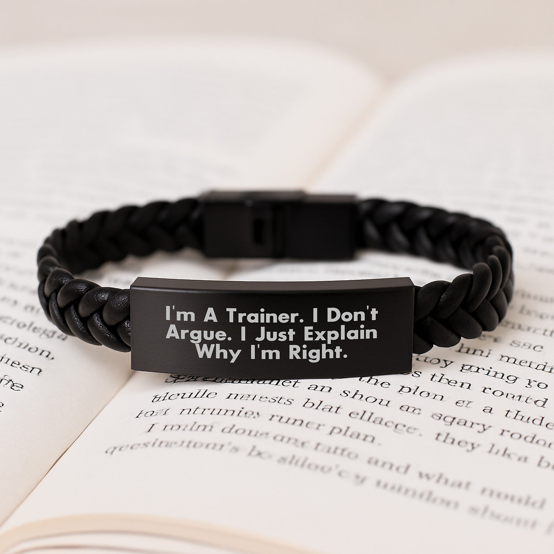 Funny Trainer Gifts for Men, Unique Interlaced Leather Bracelet with Stainless Steel and PU Leather, Gift from Friends or Family for Graduation - Image 3