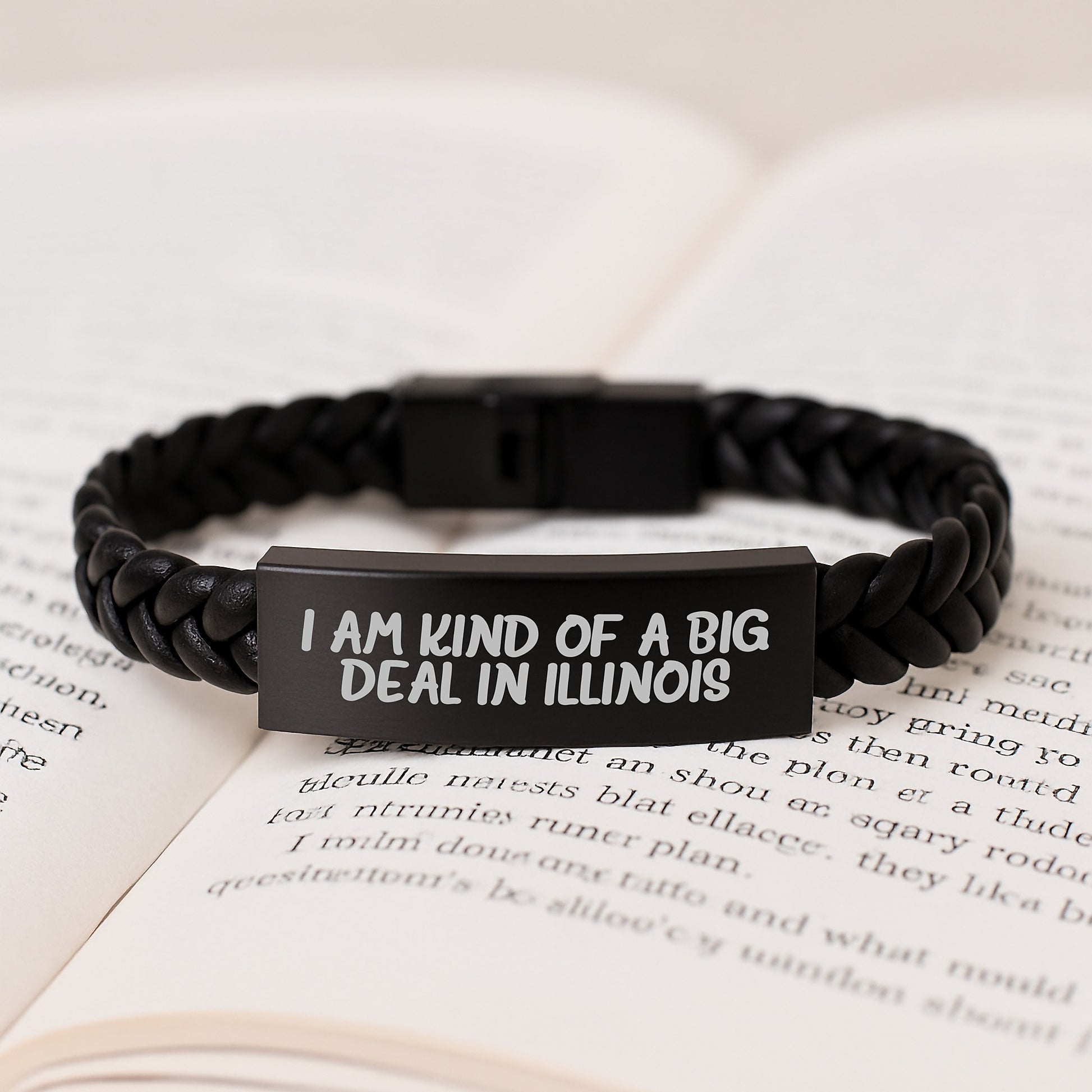 Funny Illinois Interlaced Leather Bracelet Gifts from Friends in Illinois for Mom on Mother's Day - I Am Kind Of A Prime Selection In Illinois - Image 3