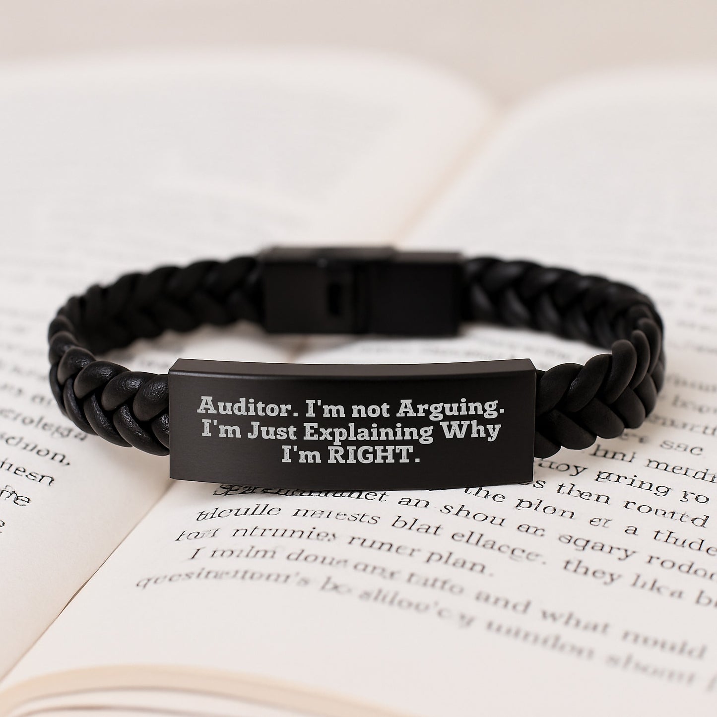 Birthday Gift for Her Auditor Keepsake Interlaced Leather Bracelet - Image 3