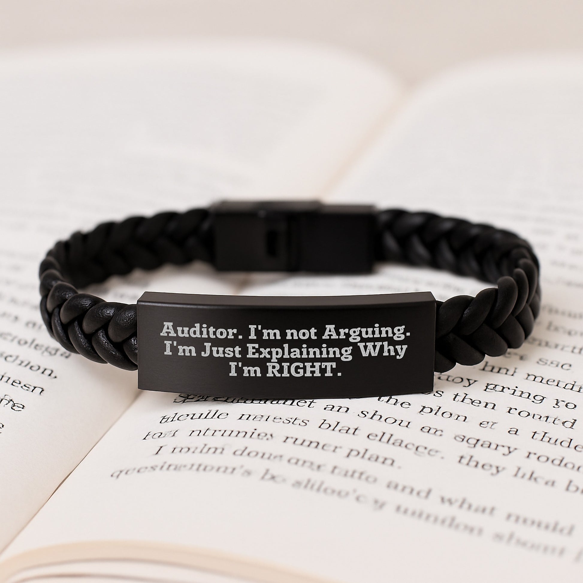 Birthday Gift for Her Auditor Keepsake Interlaced Leather Bracelet - Image 3
