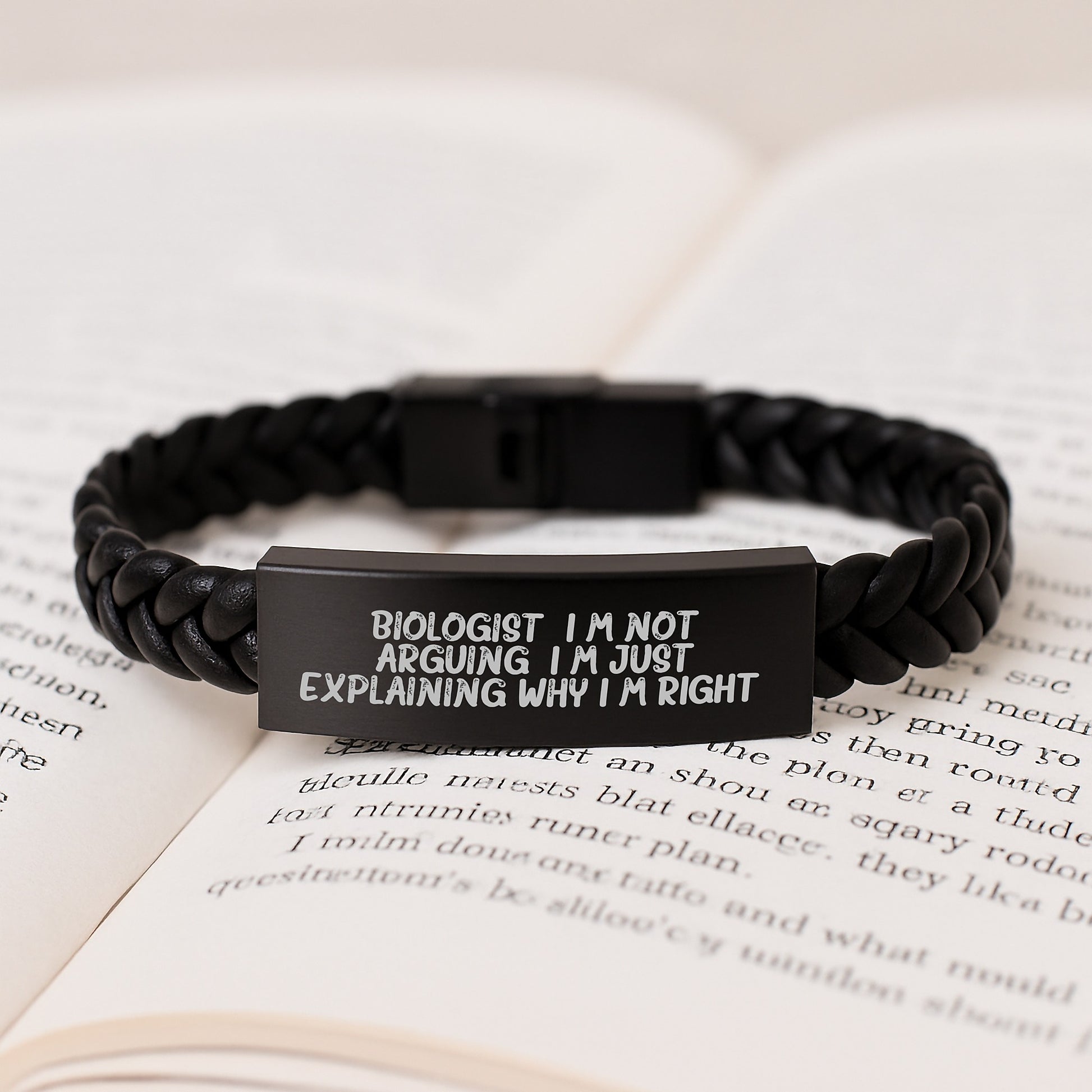 Bold Biologist Interlaced Leather Bracelet for Friends Birthday Gift - Image 3