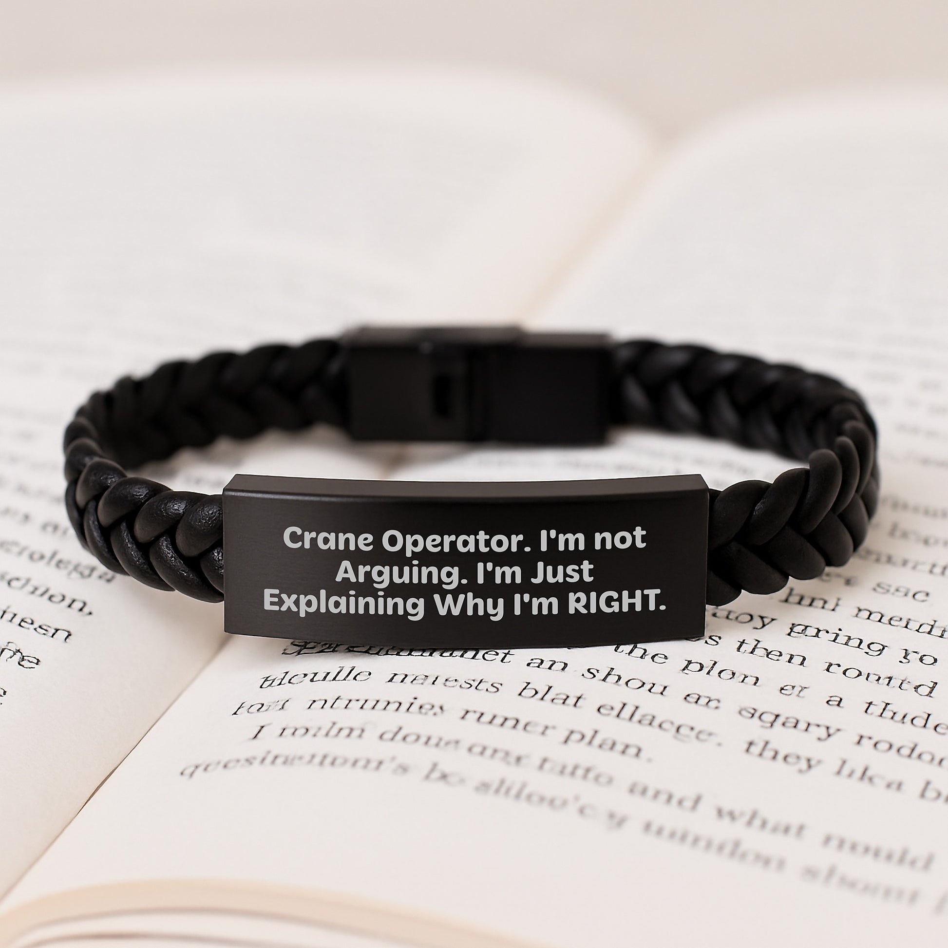 Funny Crane Operator Gifts for Men, Interlaced Leather Bracelet with Stainless Steel, PU Leather, Graduation Unique Gift from Friends, Family, Coworkers, Inspirational Quote - Image 3