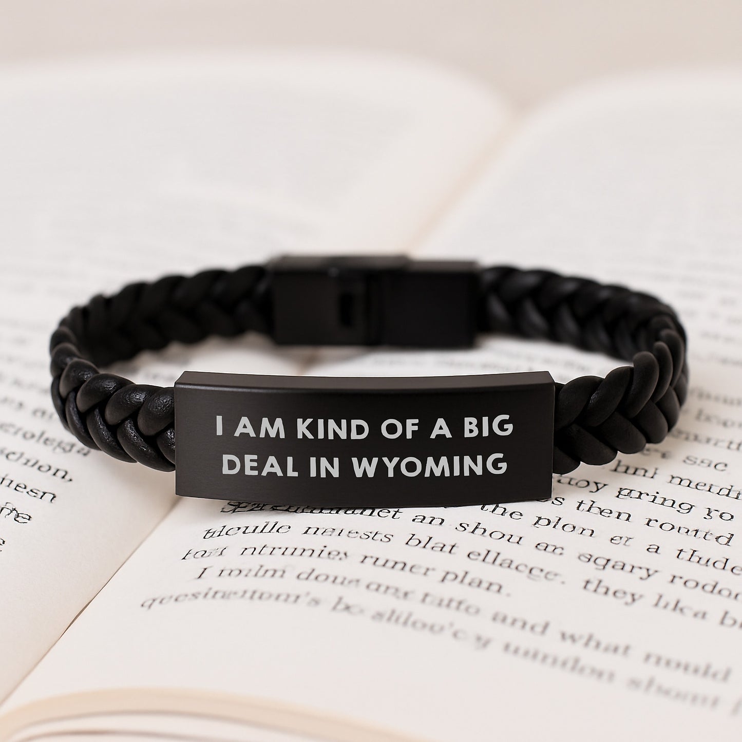 Funny Wyoming Gifts from Men to Sons, Kind of a Prime Selection Interlaced Leather Bracelet for Dad on Father's Day, Unique Wyoming Leather Accessories - Image 3