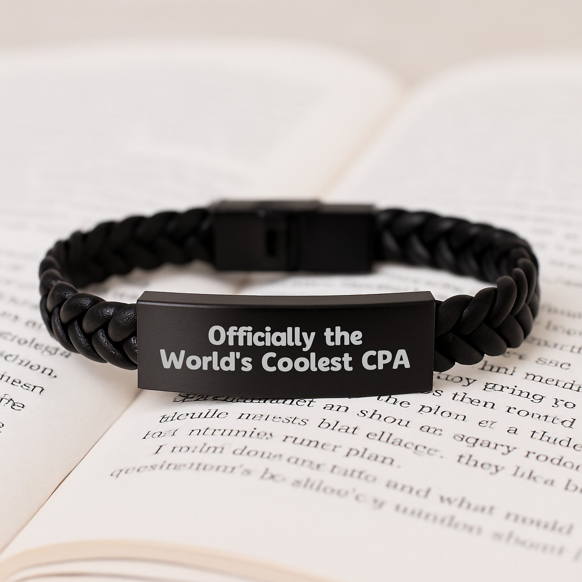 World's Coolest CPA Gifts from Family to Graduating Accounting Friends, Unique Interlaced Leather Bracelet, Inspiring Quote - 'Officially The World's Coolest Cpa' - Image 3