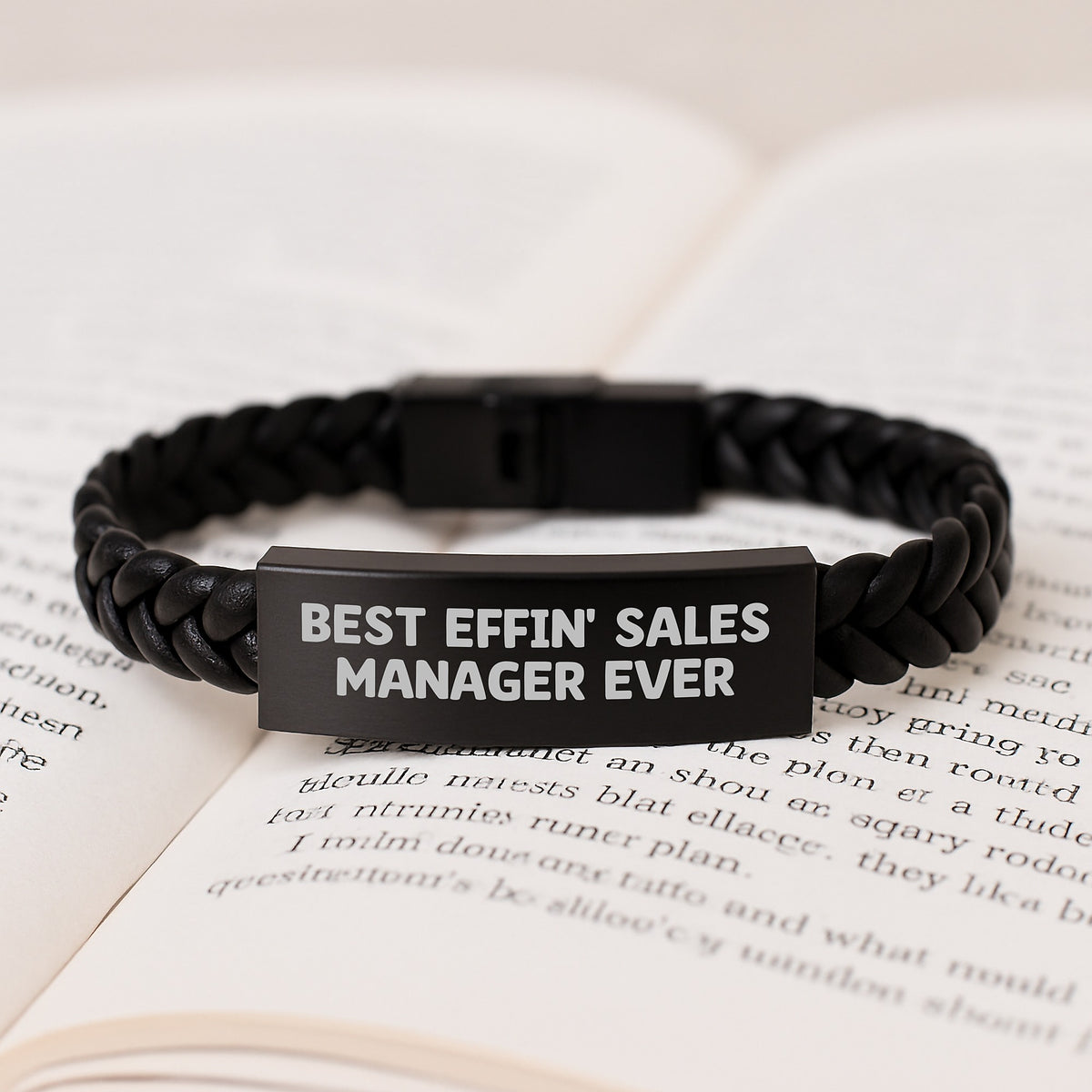 Funny Sales Manager Gifts for Men, Interlaced Leather Bracelet with Quote 'Best Effin Sales Manager Ever', Valentine's Unique Gifts from Boss - Image 3