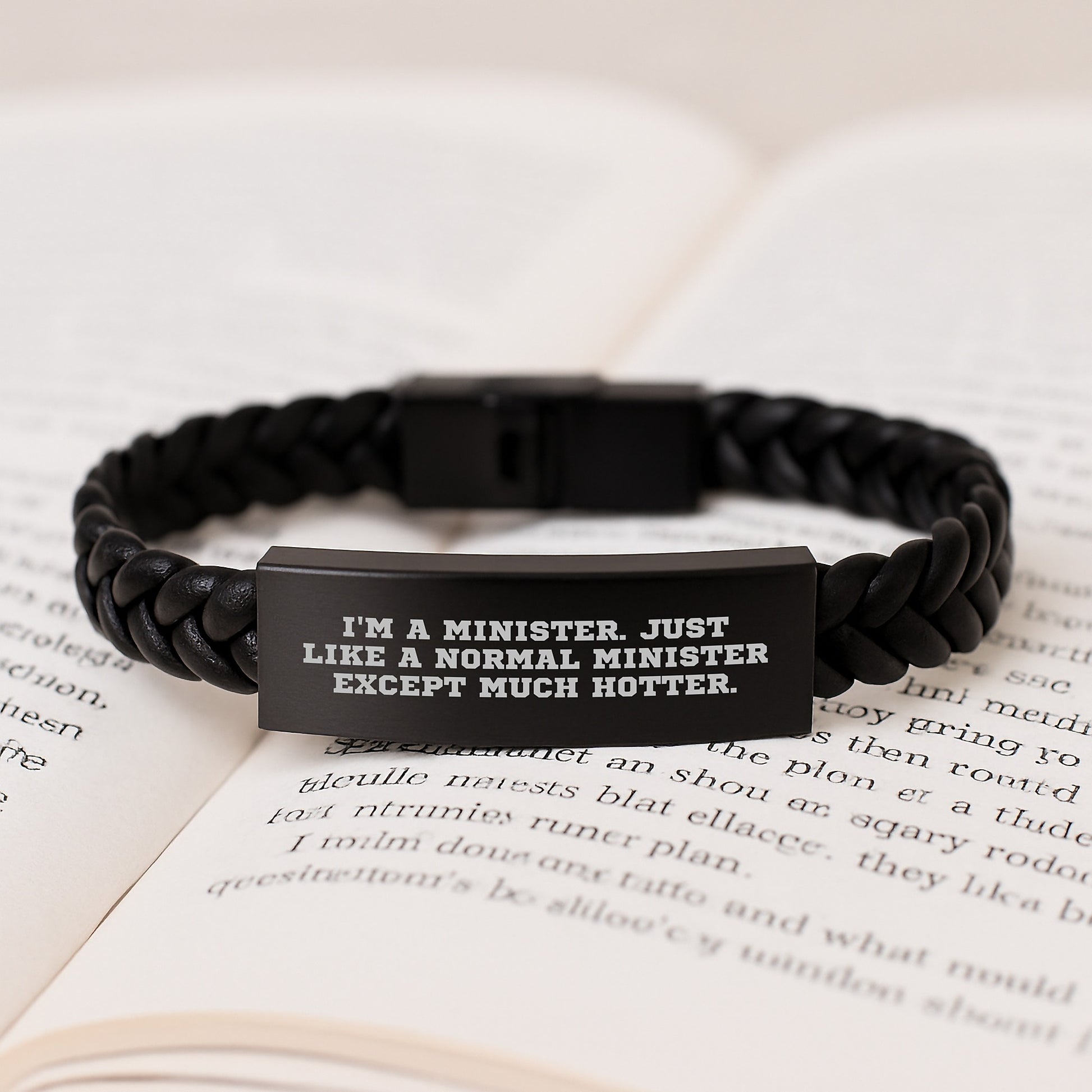 Minister Interlaced Leather Bracelet Idea for Coworkers Birthday Gift - Image 3