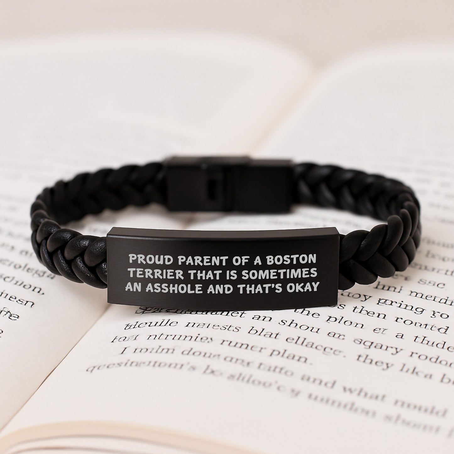 Boston Terrier Interlaced Leather Bracelet Birthday Gift for Coworkers - Image 3