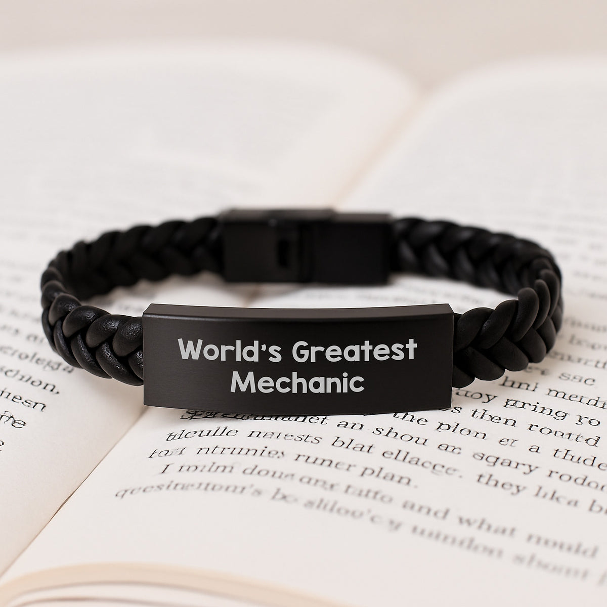 Mechanic Gift for Him World's Greatest Keepsake Interlaced Leather - Image 3