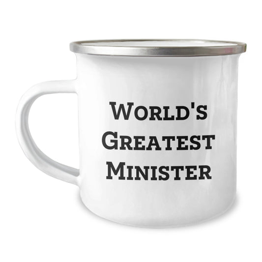 Funny 'World's Greatest Minister' Camping Mug Gifts for Minister Friends - Unique Father's Day Unique Gifts from Men - Image 1