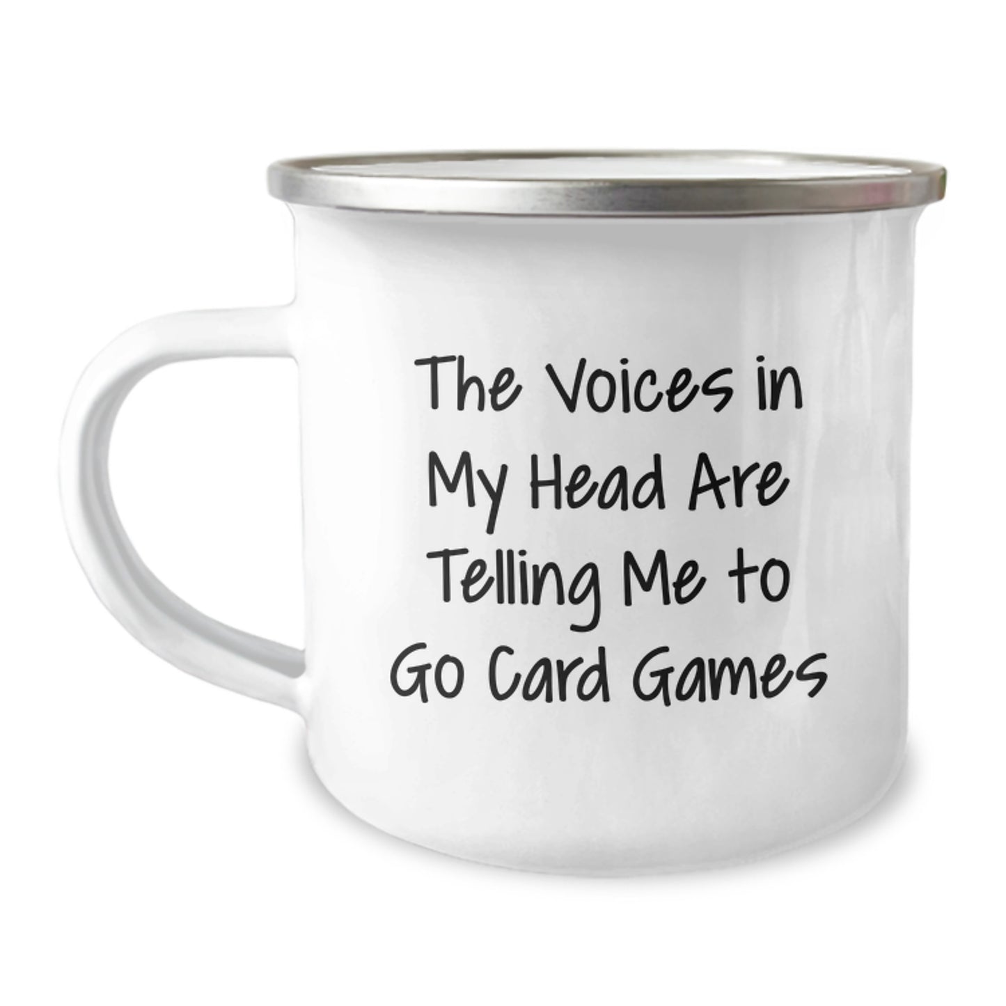 Funny Card Games Inspired Gifts from Men for Women Graduation Unique Camping Mug, The Voices In My Head Are Telling Me To Go Card Games - Image 1
