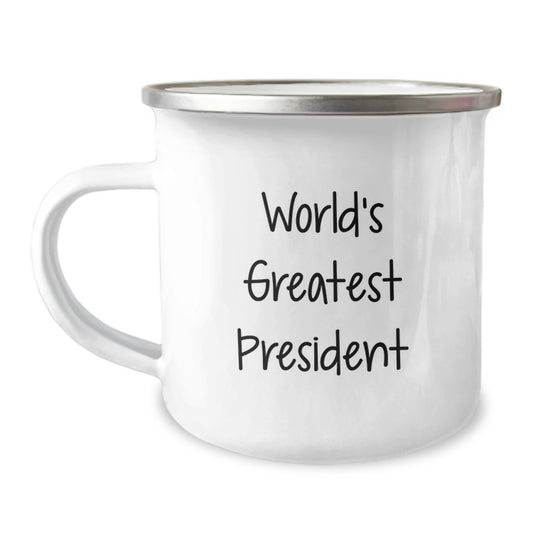 Funny President Gifts from Friends, World's Greatest President Camping Mug for President, Unique Graduation Gifts for Men - Image 1