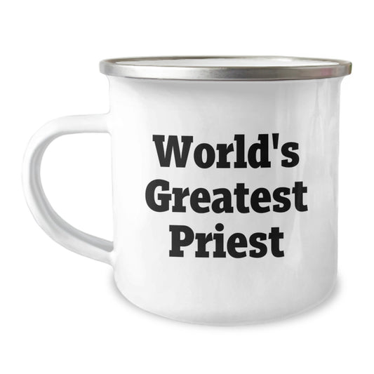 Gifts for Priest - 'World's Greatest Priest' Funny Camping Mug for Graduation Unique Gifts from Friends to Men - Image 1