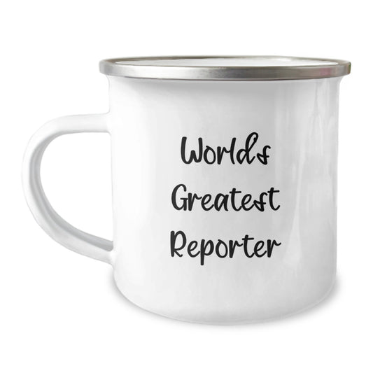 Funny Reporter Gifts from Friends, World's Greatest Reporter Quote, Camping Mug for Graduation Unique Gifts - Image 1