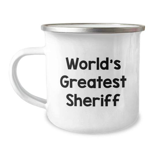 Funny Sheriff Gifts for Men from Friends - World's Greatest Sheriff Camping Mug for Graduation Unique Gifts - Image 1