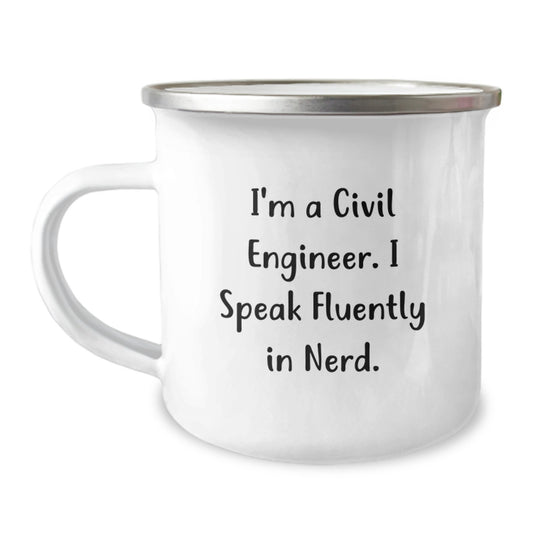 Civil Engineer Gifts from Friends - Funny 'I'm A Civil Engineer. I Speak Fluently In genius.' Birthday Unique Mug for Men, Women, Coworkers, Family - Image 1