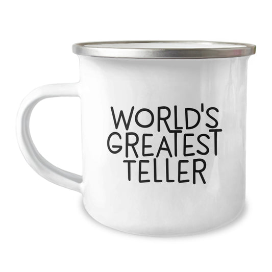 Funny Teller Gifts from Friends, Unique World's Greatest Teller Camping Mug for Graduation, Stainless Steel with Enamel Finish - Image 1