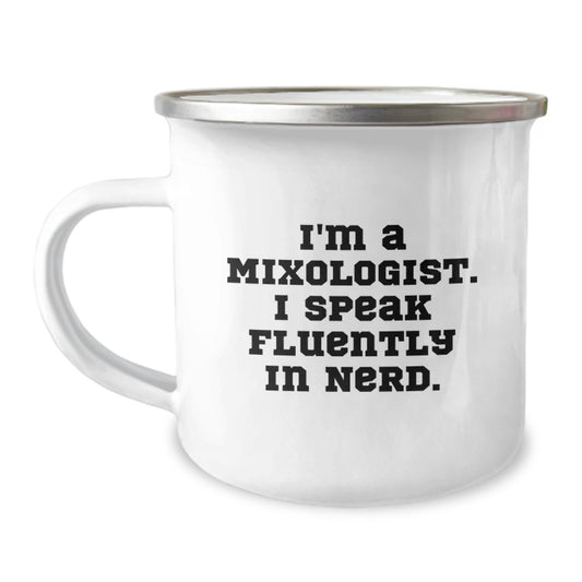 Funny Mixologist Gifts from Friends for Men - Birthday Unique Gifts for Camping Mug Enthusiasts with 'I'm A Mixologist. I Speak Fluently In genius.' Quote - Image 1
