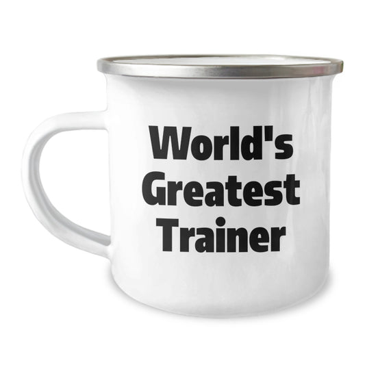 Funny Trainer Gifts from Friends - World's Greatest Trainer Enamel Camping Mug for Men, Women, and Family - Perfect Graduation Unique Gifts for Trainers - Image 1
