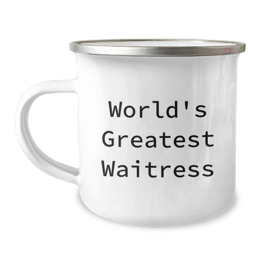 World's Greatest Waitress Gifts Unique Graduation Ideas for Waitress Men and Women Camping Mug from Friends and Family - Image 1