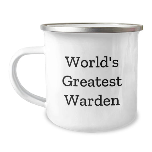 Funny World's Greatest Warden Camping Mug Gifts from Family to Graduation Unique Gift for Warden - Image 1