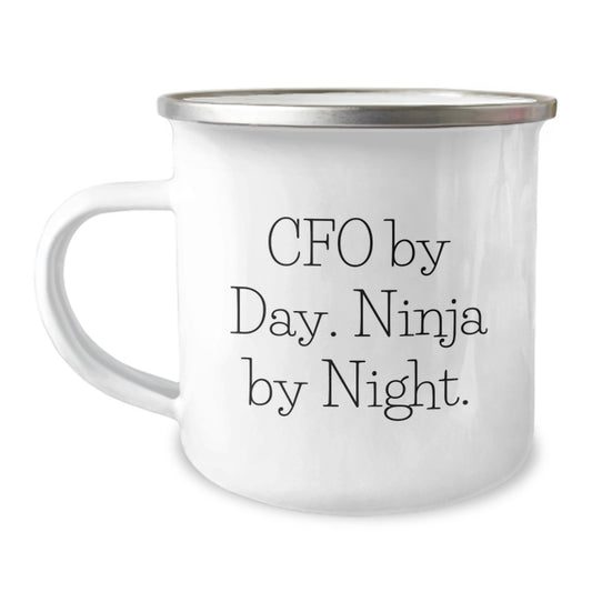 CFO Gifts from Men, Valentine's Unique Gifts for CFO, Funny Camping Mug - 'Cfo By Day. Ninja By Night.' - Image 1