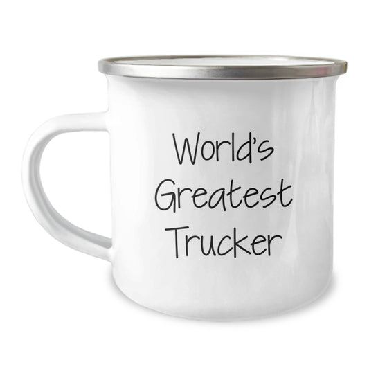 Funny Trucker Gifts from Men to World's Greatest Dad on Father's Day Trucker Camping Mug - Image 1