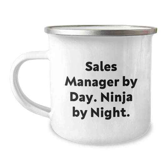 Funny Sales Manager Gifts for Him, Camping Mug with 'Sales Manager By Day. Ninja By Night.' Quote, Unique Graduation Gifts from Friends - Image 1