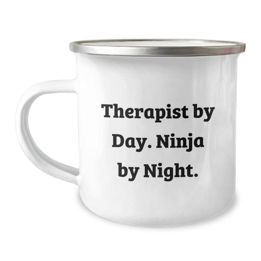 Therapist Gifts from Men - Funny Graduation Unique Gifts for Therapist By Day. Ninja By Night. Camping Mug - Image 1
