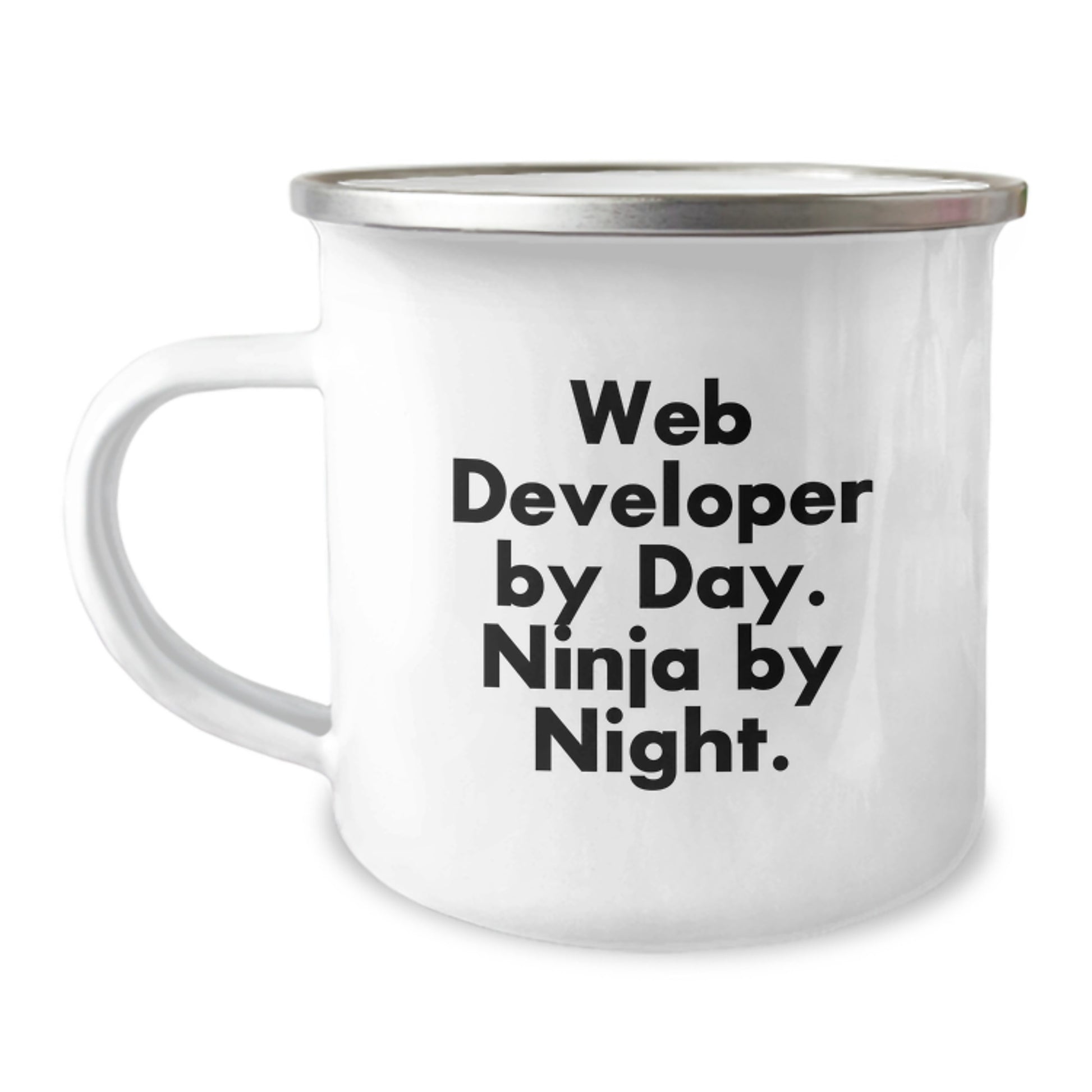 Funny Web Developer Gifts for Men - Camping Mug for Web Developers, 'Web Developer By Day, Ninja By Night' Inspirational Quote, Unique Gifts for Web Developer Friends - Image 1