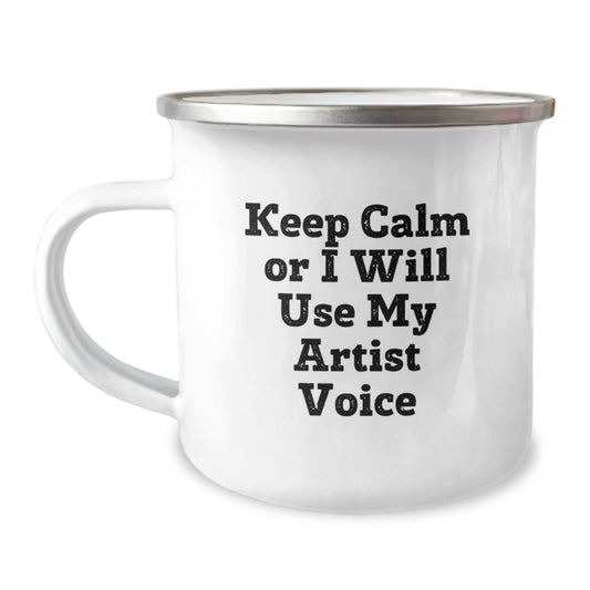 Christmas Gift for Her - Keep Calm Present Artist Voice Camping Mug - Image 1