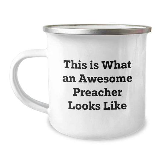 Funny Preacher Gifts for Men Graduation Unique Camping Mugs Gifts from Family and Friends with This Is What An Awesome Preacher Looks Like Quote - Image 1