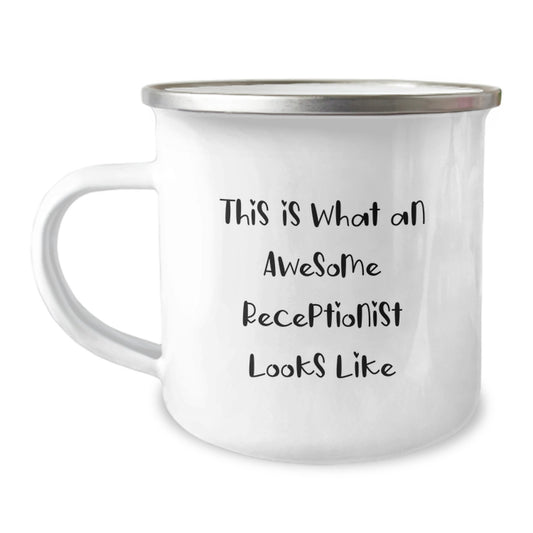 Funny Receptionist Gifts from Friends - This Is What An Awesome Receptionist Looks Like, Unique Graduation Unique Gifts for Receptionist Men, Funny Camping Mug - Image 1