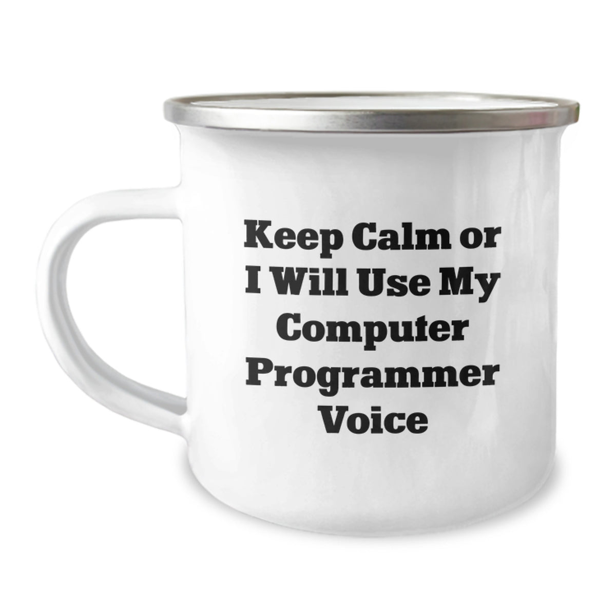 Computer Programmer Gift for Him - Keep Calm Quote Camping Mug Keepsake - Image 1