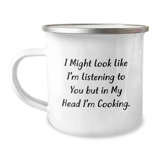 Funny Cooking Gift for the Graduate Who's Always 'Cooking' Up a Plan, Gifts from Friends, Family, or Coworkers, 12 oz Camping Mug - Image 1