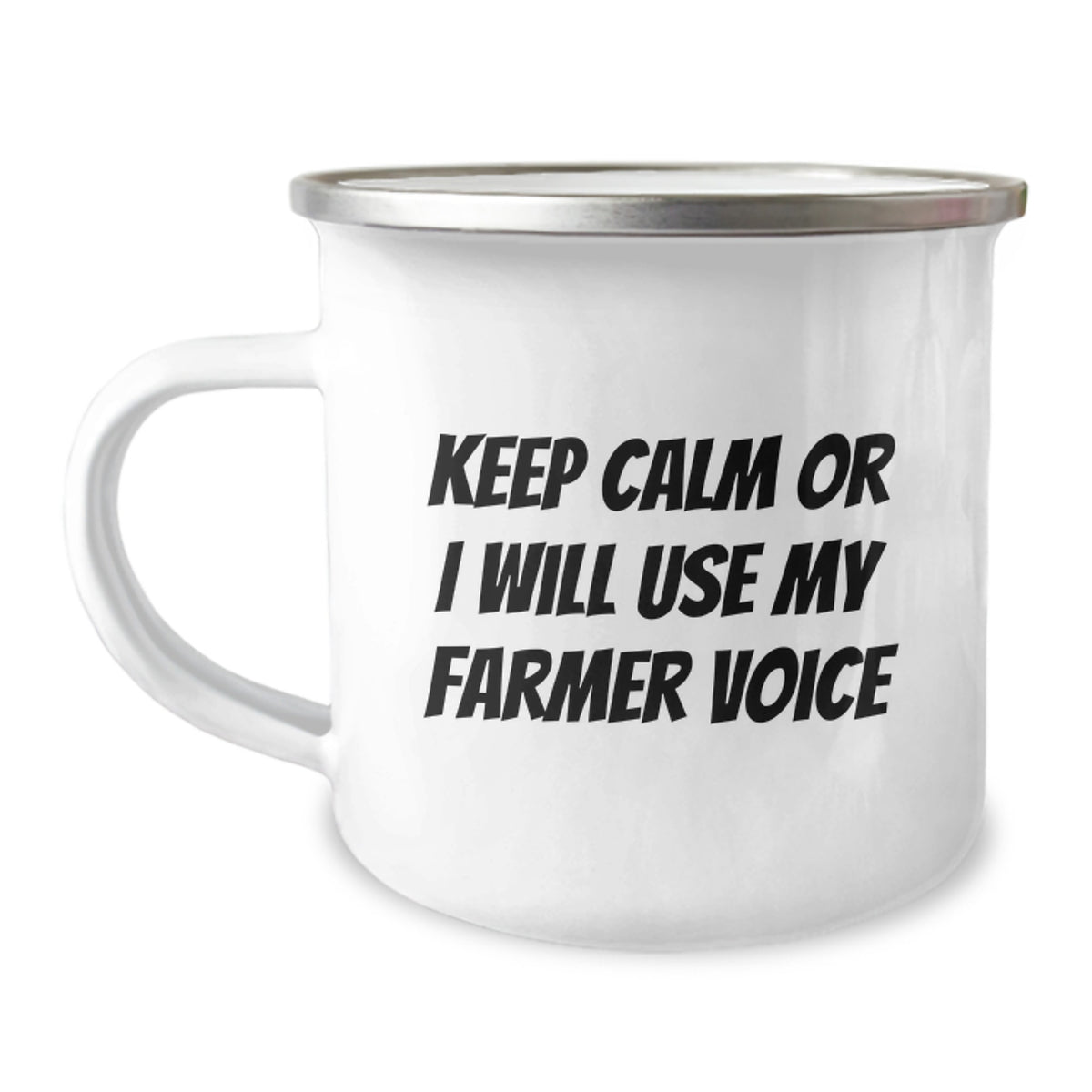 Funny Farmer Gifts from Friends for Birthday Unique Camping Mug with Keep Calm Or I Will Use My Farmer Voice - Image 1